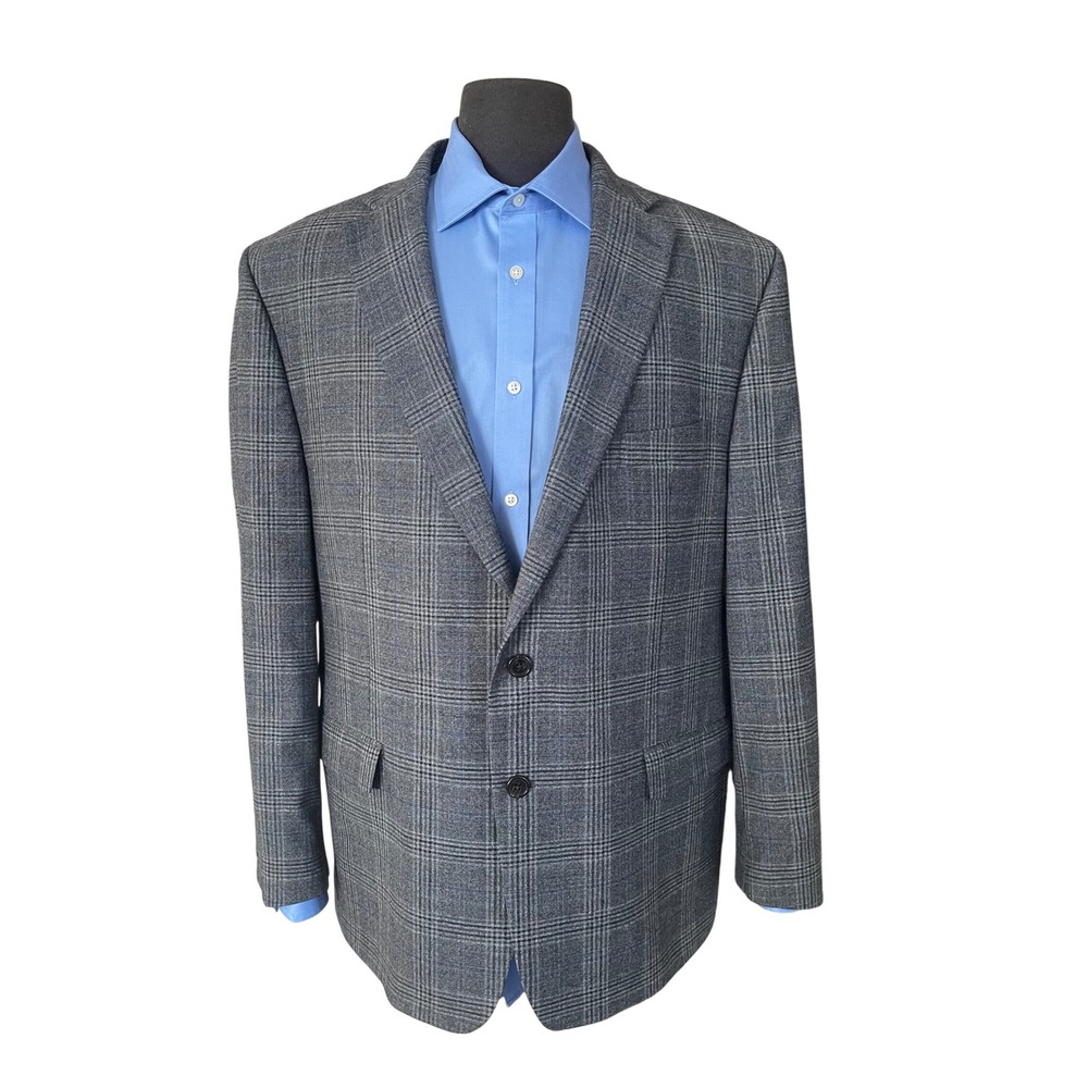Lauren Ralph Lauren Mens 48R Grey Glen Plaid Wool Blend 2-Button Sport Coat